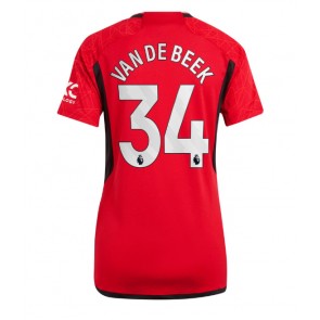 Lacne Ženy Futbalové dres Manchester United Donny van de Beek #34 2023-24 Krátky Rukáv - Domáci